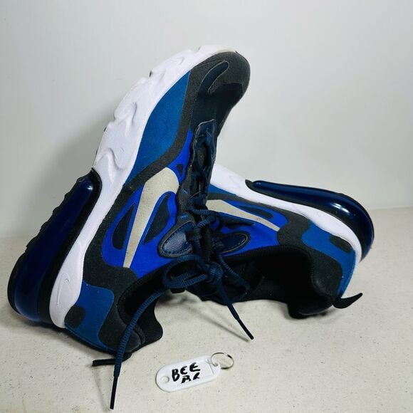 Nike Air Max 270 React Navy Blue Silver BQ0103-401 Size Youth 6Y - Women 7.5 - Picture 1 of 7